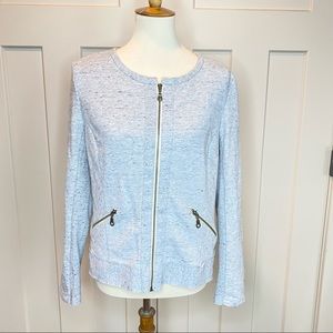 Drew Gray Marled Speckled Full Zip Crew Neck Sweater Jacket Women's Size large